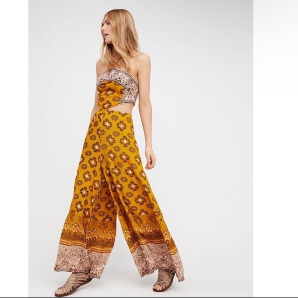 Free People Mariabelle Yellow Mustard Jumpsuit